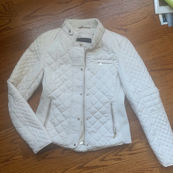 Zara Jackets & Blazers - Zara Off White Moto Jacket